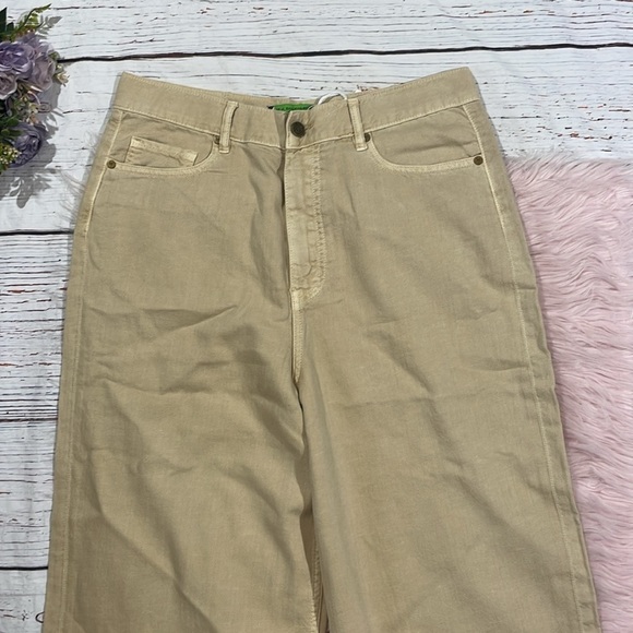 NWT Free People x Sandrine Rose Wide Leg Jeans Sunflower Tan Beige Cream - Picture 5 of 9